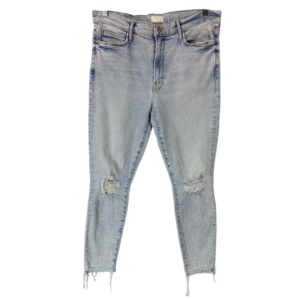 MOTHER The Stunner Zip Ankle Step Fray Jeans Rolling In The Bushes Size 31 - Picture 2 of 12